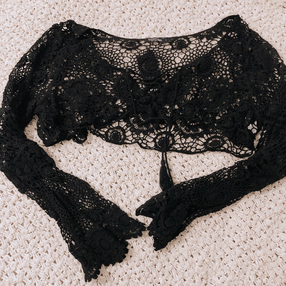 Crochet Tie Front Laceup Top